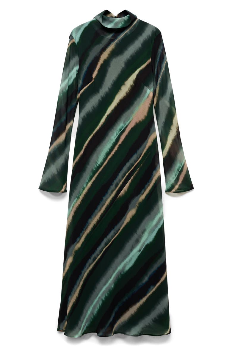 Print Turtleneck Long Sleeve Maxi Dress, Alternate, color, GREEN