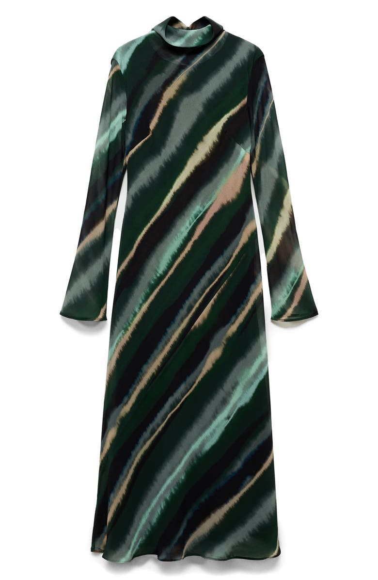 MANGO Print Turtleneck Long Sleeve Maxi Dress, Alternate, color, Green