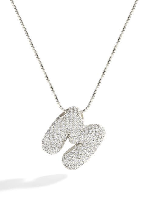 Pave Bubble Initial Necklace
