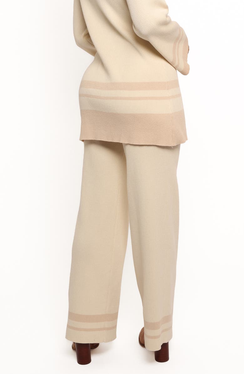 Petal & Pup Lowell Stripe Wide Leg Rib Pants, Alternate, color, White/ Cream