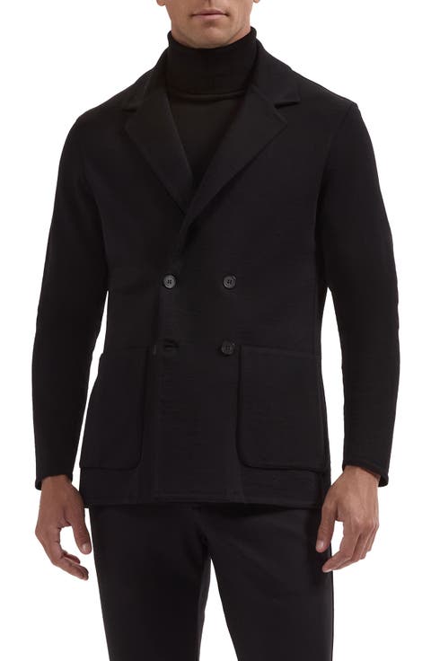 Double Breasted Merino Wool Sweater Blazer