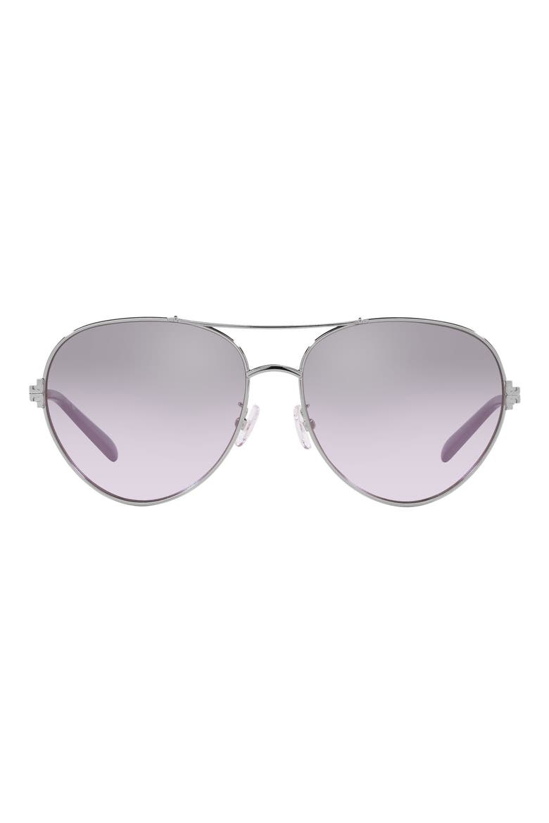 58mm Gradient Mirrored Pilot Sunglasses, Main, color, VIOLET