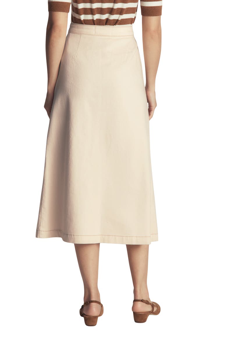 Button Front Denim Midi Skirt, Alternate, color, ECRU