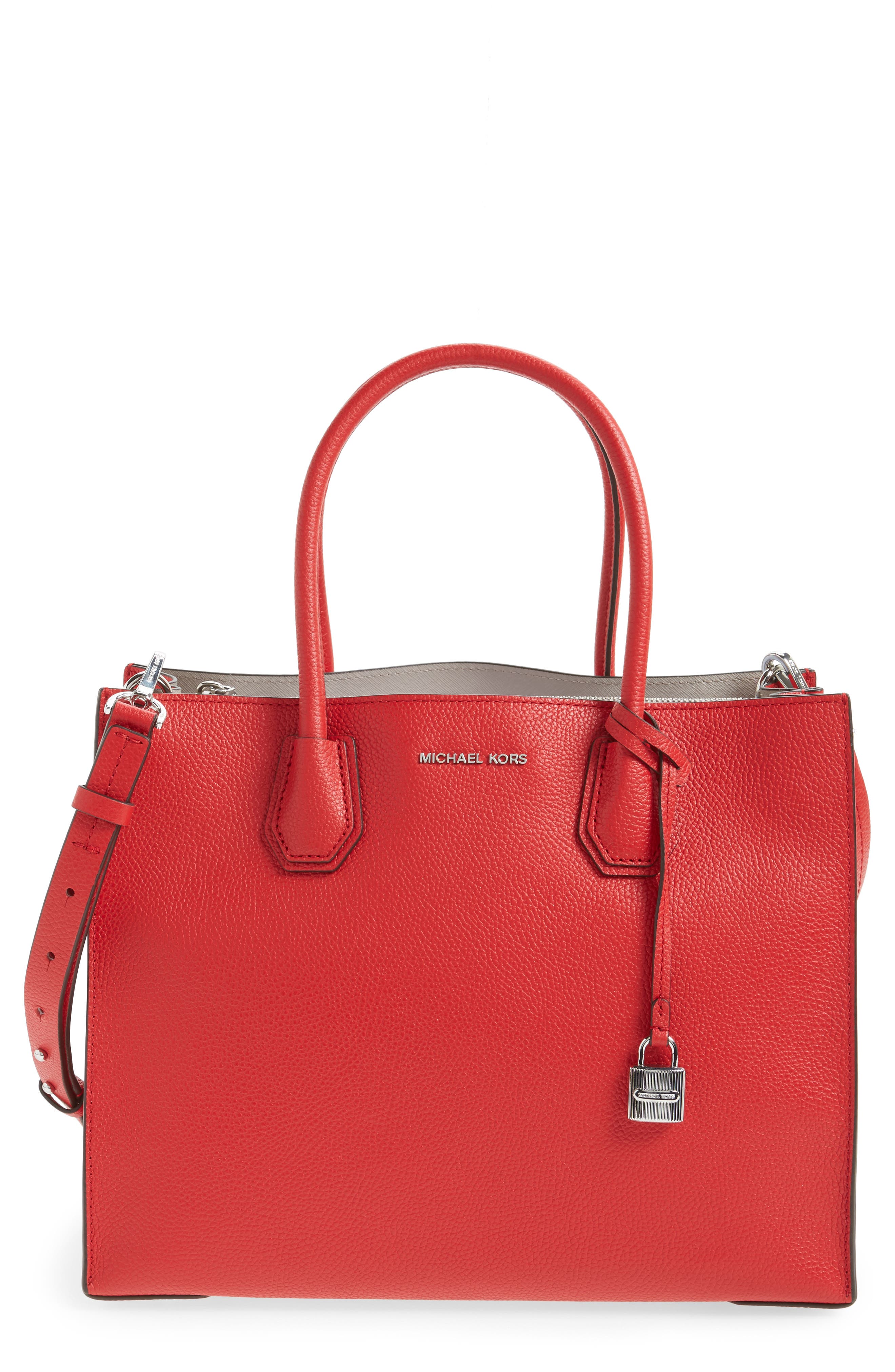 'Large Mercer' Tote, Main, color, BRIGHT RED