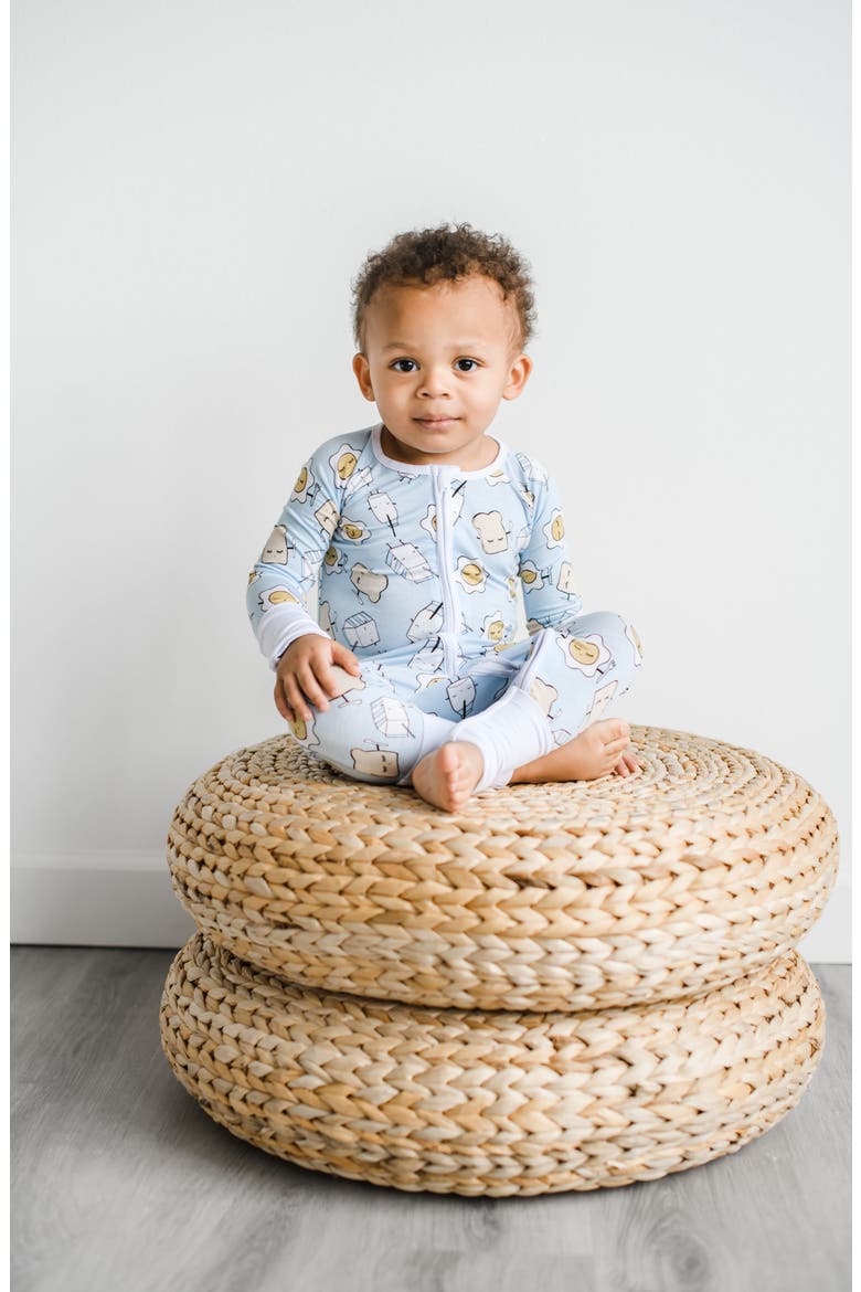 Breakfast Fitted One-Piece Pajamas, Alternate, color, BLUE BREAKFAST