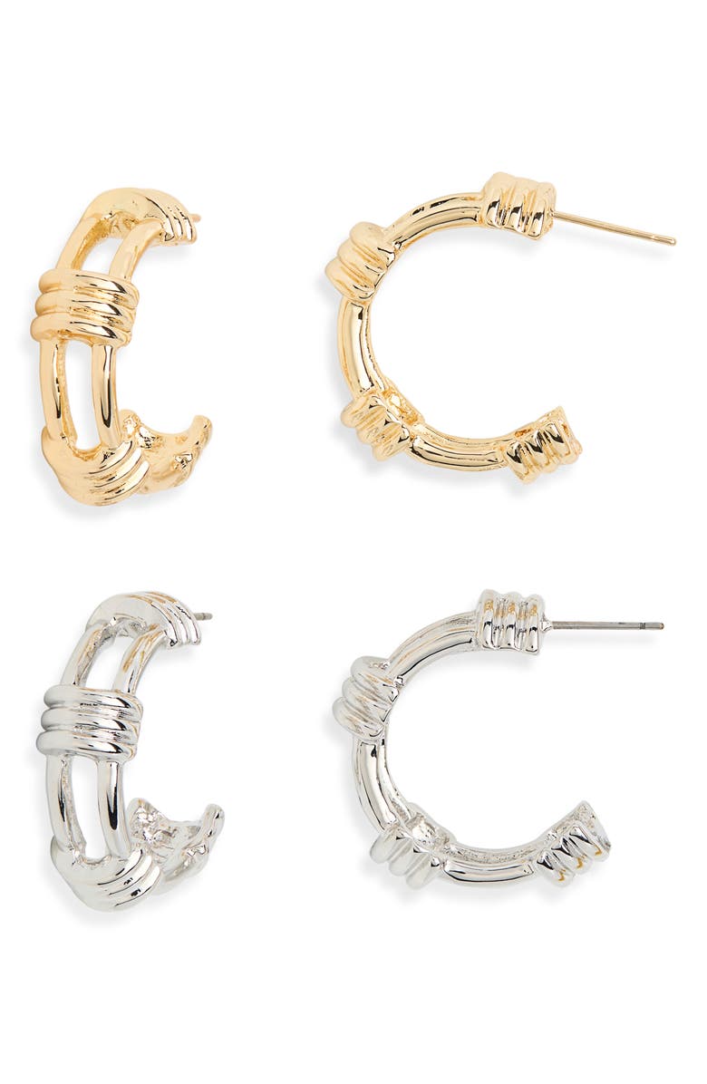 Tasha Set of 2 Two-Tone Hoop Earrings, Main, color, Gold/ Silver