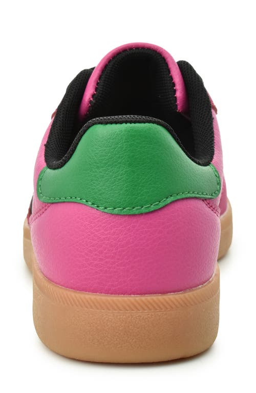 Nicole Miller Colorblock Low Top Sneaker In Fuchsia Black Green