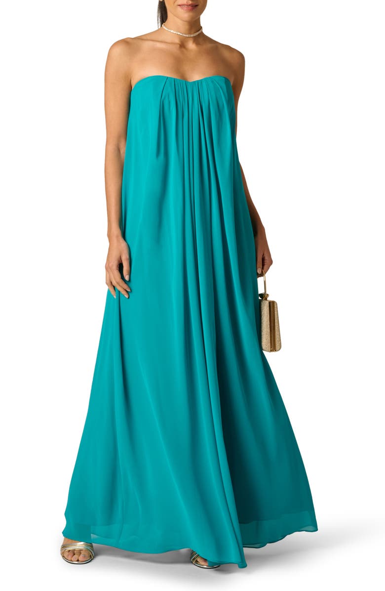 Adrianna Papell Chiffon Trapeze Gown, Alternate, color, Turquoise