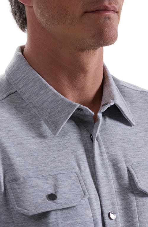 Bugatchi Heathered Kint Snap-up Shirt Jacket In Gray