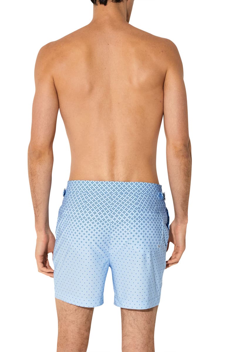Reiss Darli Gradient Geo Print Side Adjuster Swim Trunks, Alternate, color, Soft Blue