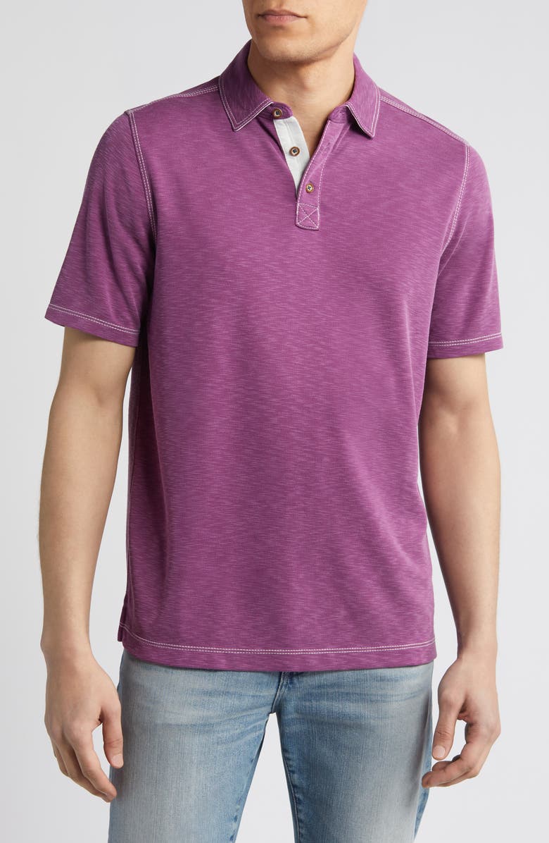 Johnston & Murphy Vintage Slub Jersey Polo, Main, color, Wine