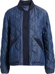 Bernardo Rib Trim Denim Quilted Liner Jacket