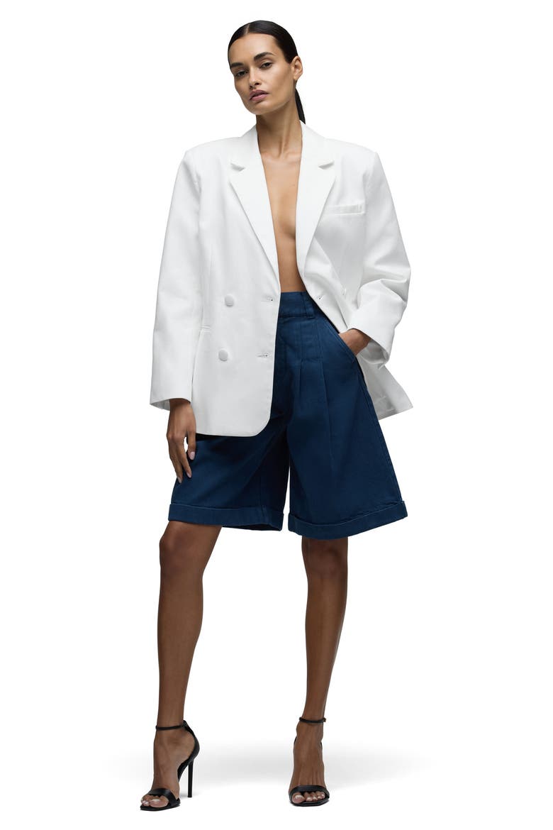 Mae Oversize Double Breasted Cotton Blazer, Alternate, color, WHITE