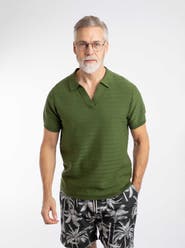 Weird Fish Tyne Trophy Neck Knitted Polo Shirt