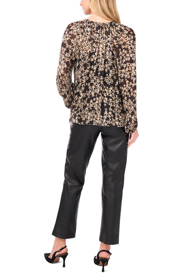 Floral Metallic Stripe Satin Top, Alternate, color, RICH BLACK