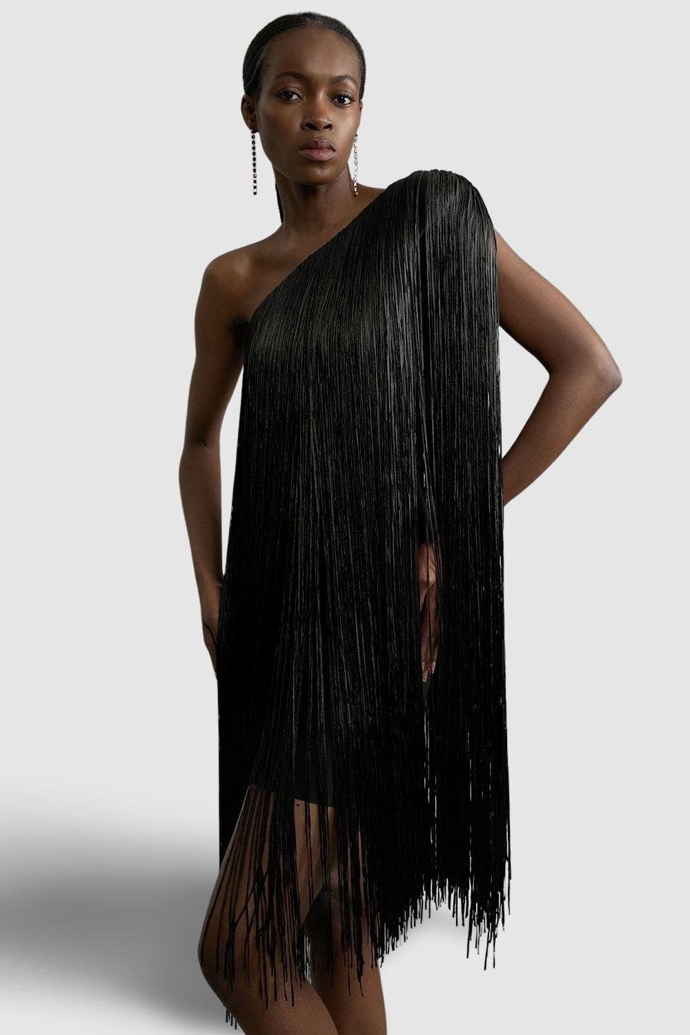 Asymmetric Draped Fringe Mini Dress (Women) | Nordstrom
