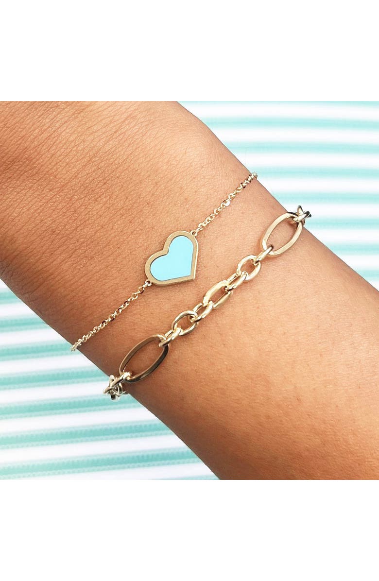 The Lovery Fine Jewelry Turquoise Single Heart Bracelet, Alternate, color, Turquoise