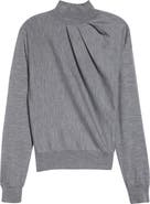 Givenchy Draped Merino Wool Blend Mock Neck Sweater