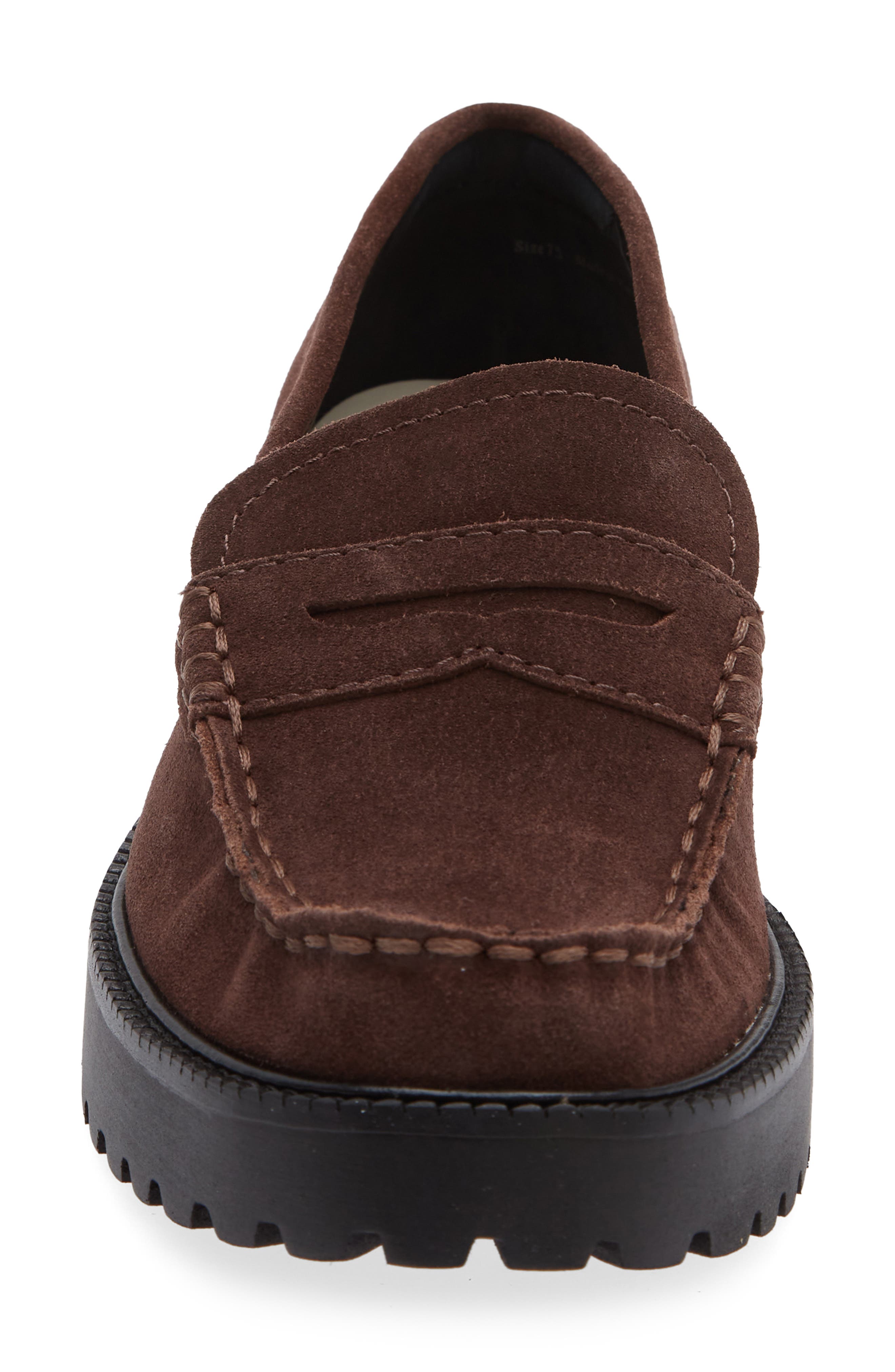 Dolce Vita Merek Platform Penny Loafer, Alternate, color, Dark Brown Suede