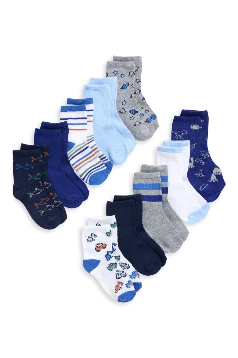 Kids' Icons Assorted 10-Pack Crew Socks, Main, color, BLUE COMBO