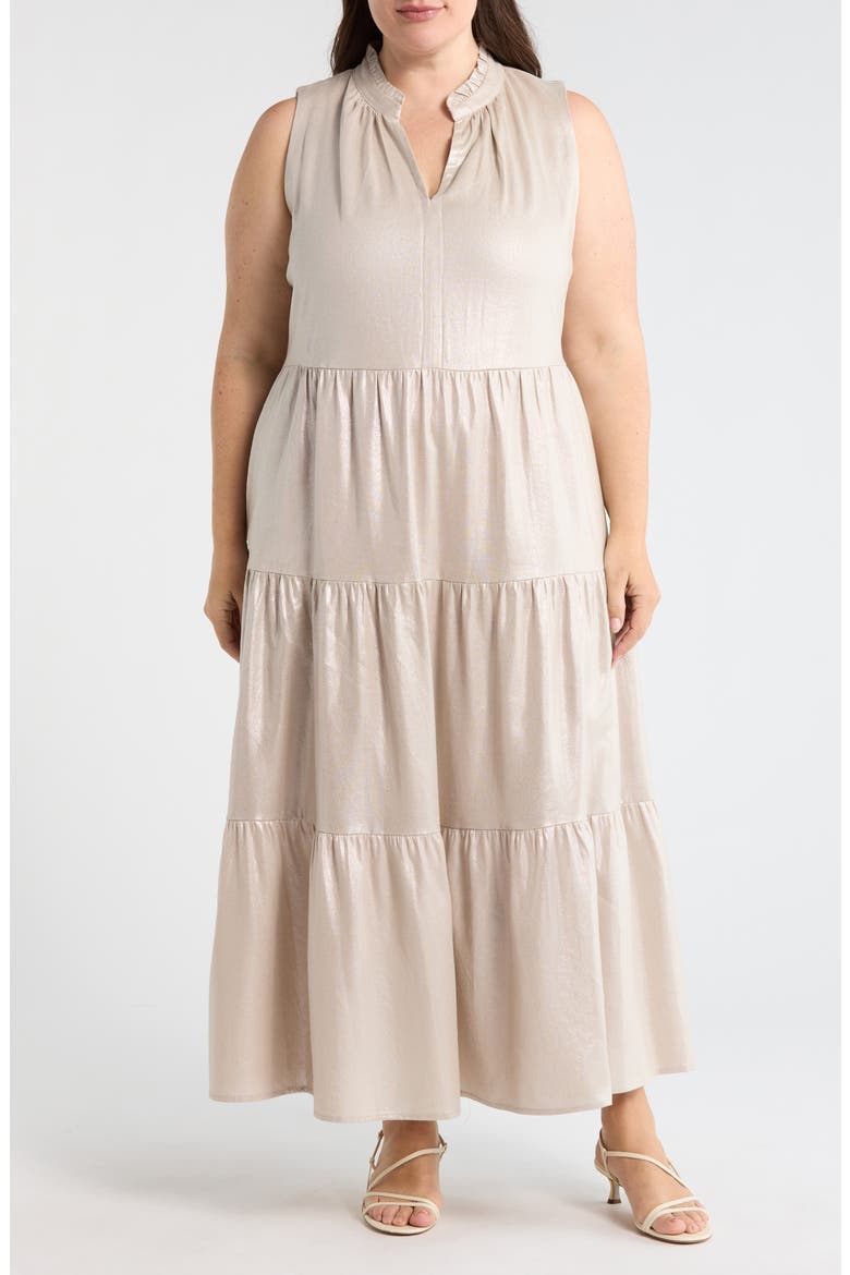 Linen Blend Tiered Maxi Dress, Main, color, NEUTRAL