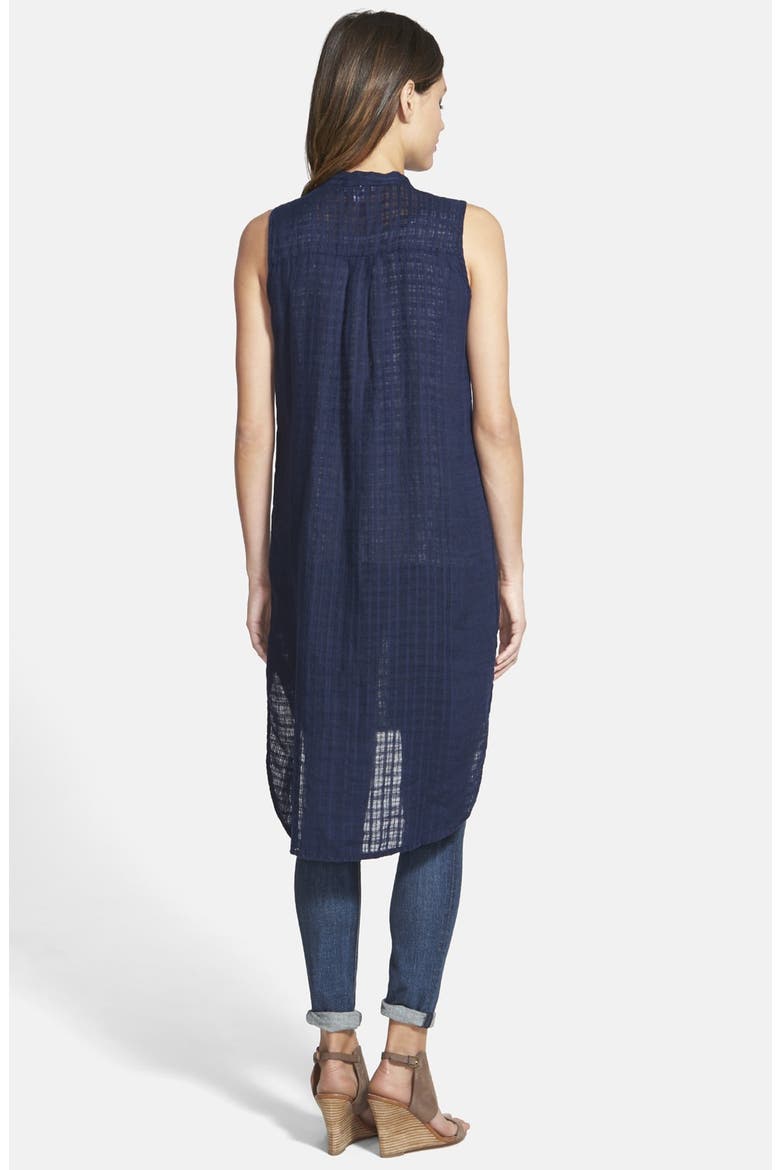 Mandarin Collar Linen Shirtdress, Alternate, color, MIDNIGHT