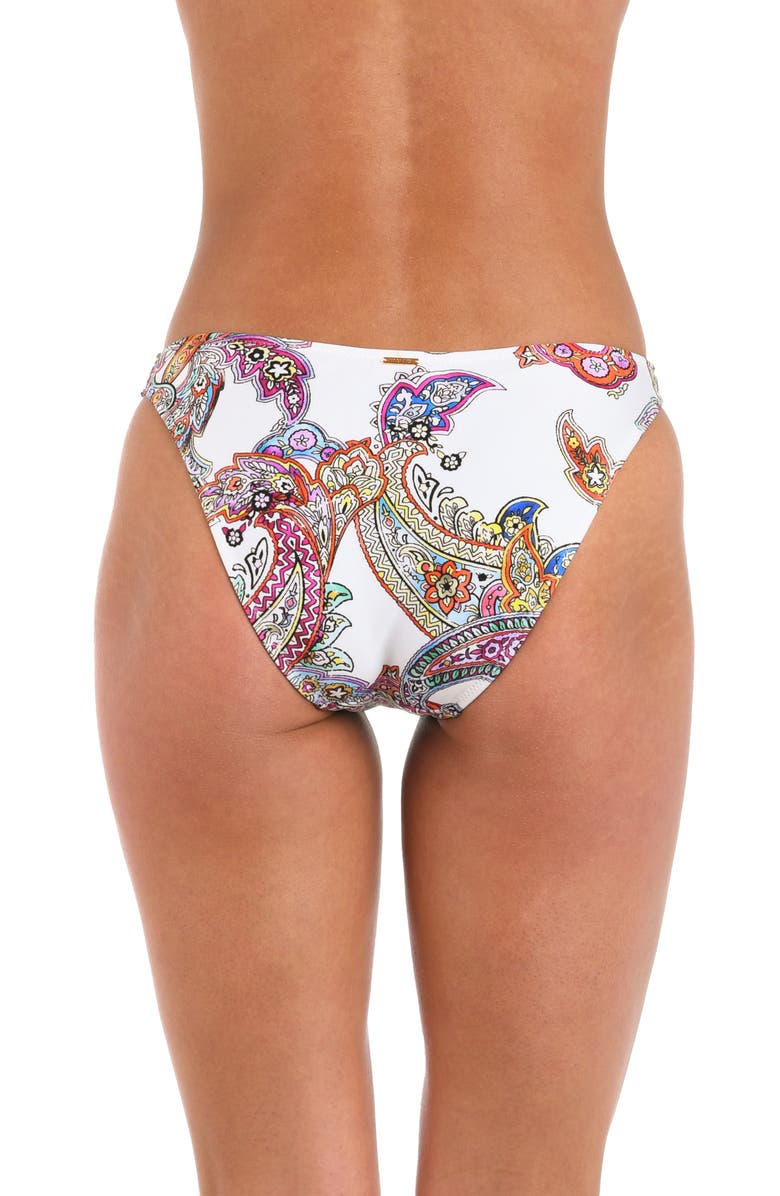 L'AGENCE Jean Bright Paisley Scoop Bikini Bottoms, Alternate, color, White Multi
