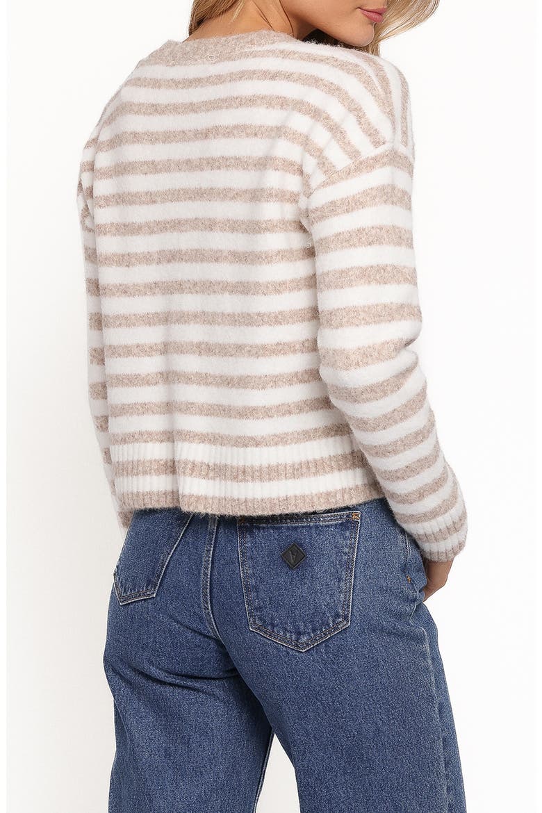 Dean Stripe Cardigan, Alternate, color, WHITE/ BEIGE