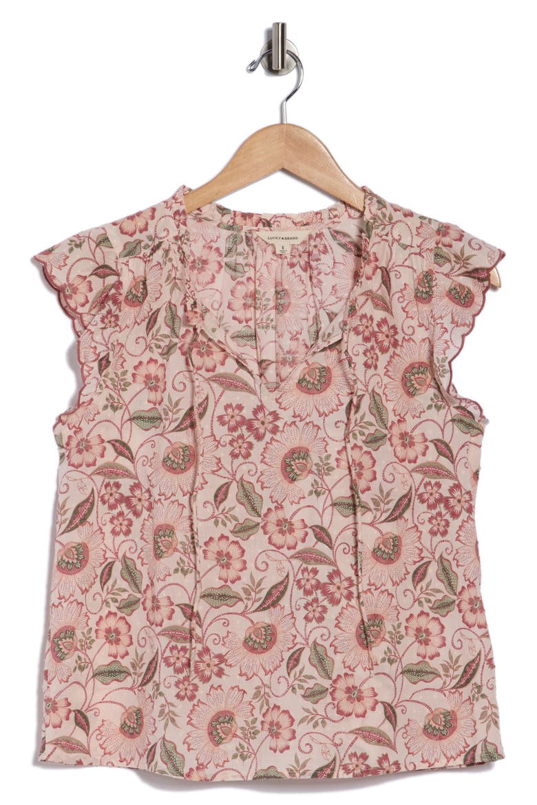 Floral Cap Sleeve Cotton Top, Alternate, color, ROSE MULTI
