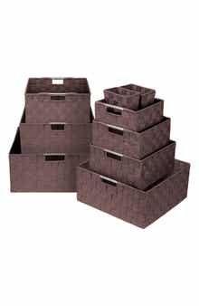 SORBUS Chocolate Woven 9-Piece Basket Set