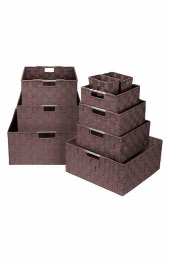 SORBUS Chocolate Woven 9-Piece Basket Set