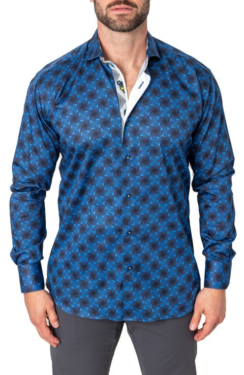 Einstein Regular Fit Crossover Blue Button-Up Shirt