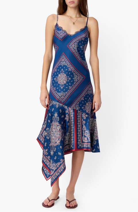 Becky Lace Trim Silk Slipdress