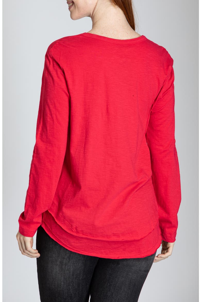 Layered Hem Cotton Slub Top, Alternate, color, RED
