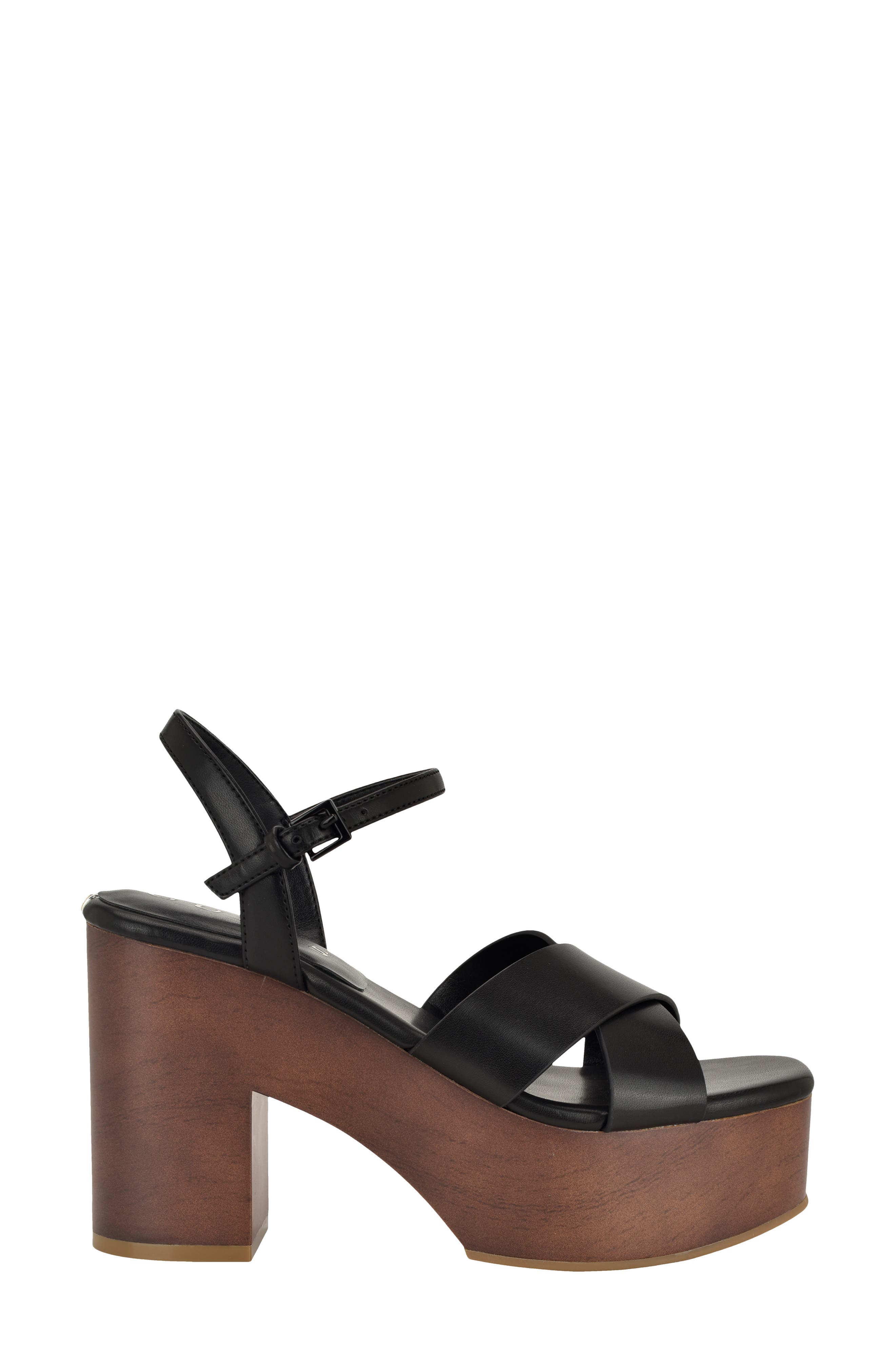 GUESS Qeelin Ankle Strap Platform Sandal, Alternate, color, Black
