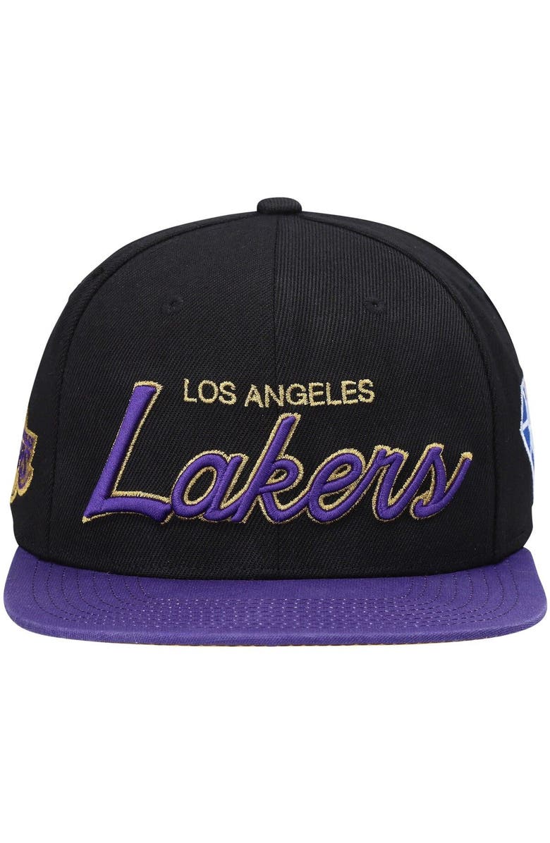 Mitchell & Ness Men's Mitchell & Ness Black Los Angeles Lakers NBA 75th Anniversary Snapback Hat, Alternate, color, 