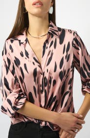 Joseph Ribkoff Animal Print Hammered Satin Blouse