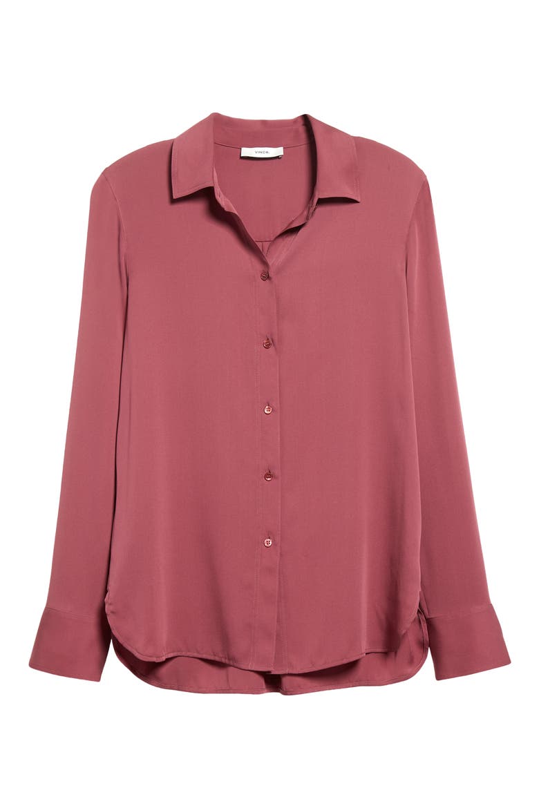 Slim Fit Stretch Silk Blouse, Alternate, color, TEA BERRY