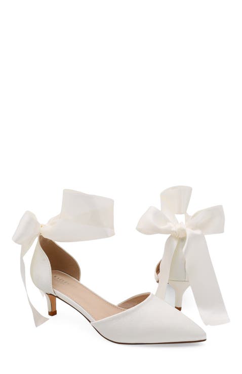 Farah Satin Pointed Toe Kitten Heel with Satin Wrapped Tie