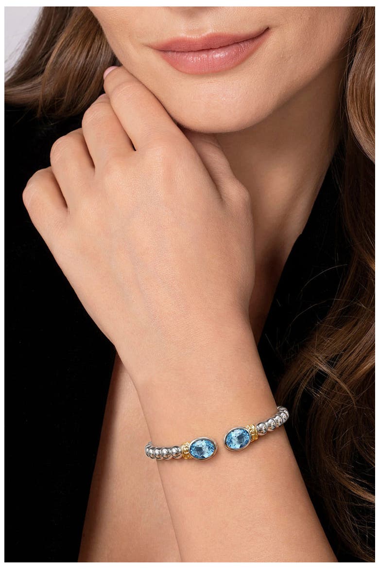 Bujukan 14k Gold & Sterling Silver Blue Topaz Bangle, Alternate, color, STERLING / 14K/ BLUE TOPAZ