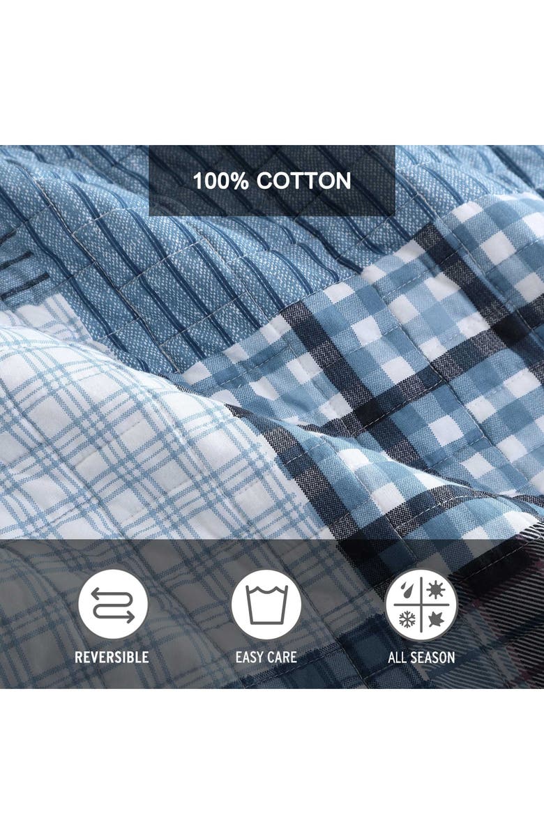 Eddie Bauer Hawthorne Cotton Quilt 3-Piece Set, Alternate, color, Spring White/ Blue/ Purple