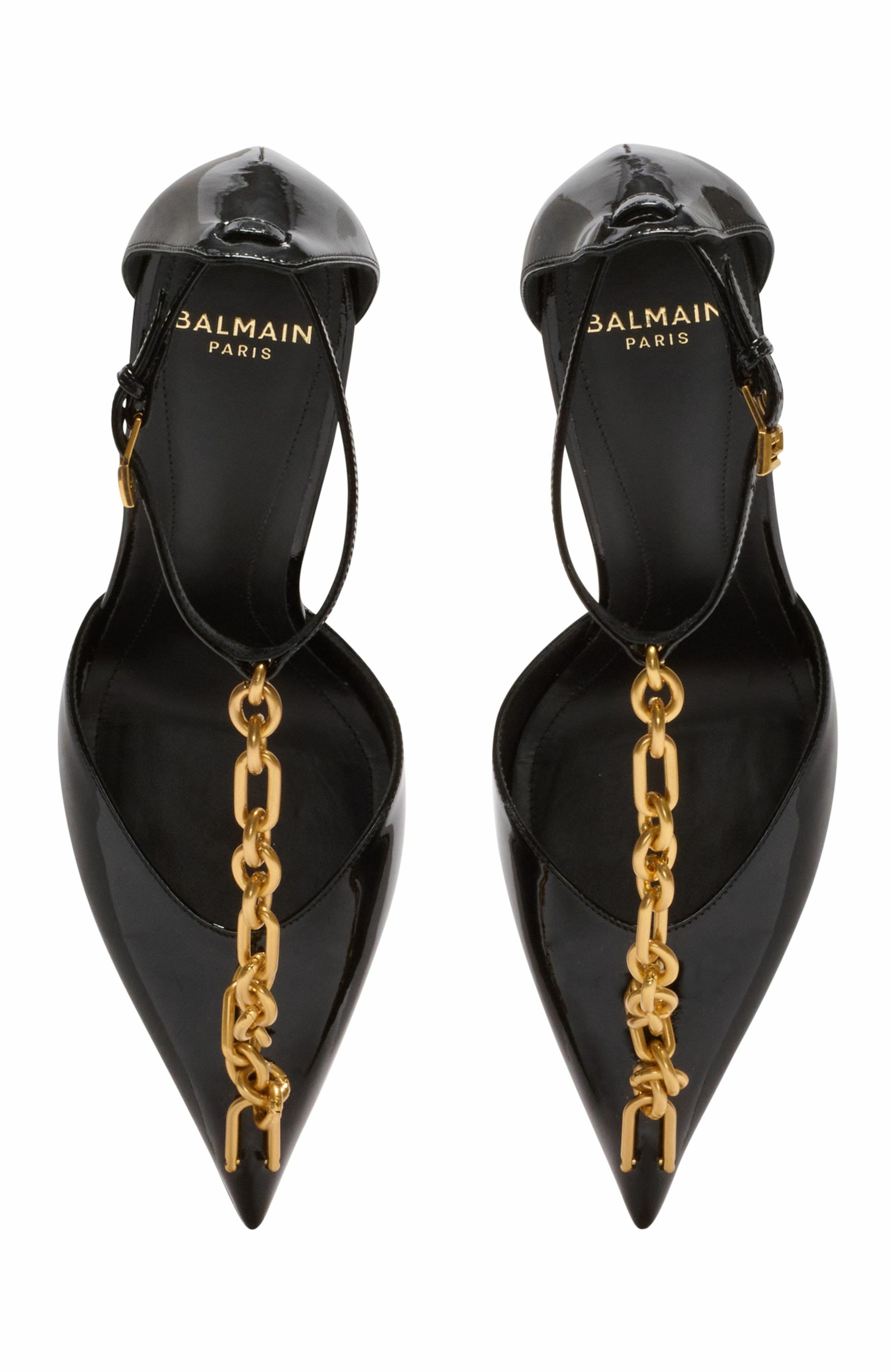 Balmain Sync patent leather stilettos, Alternate, color, Black