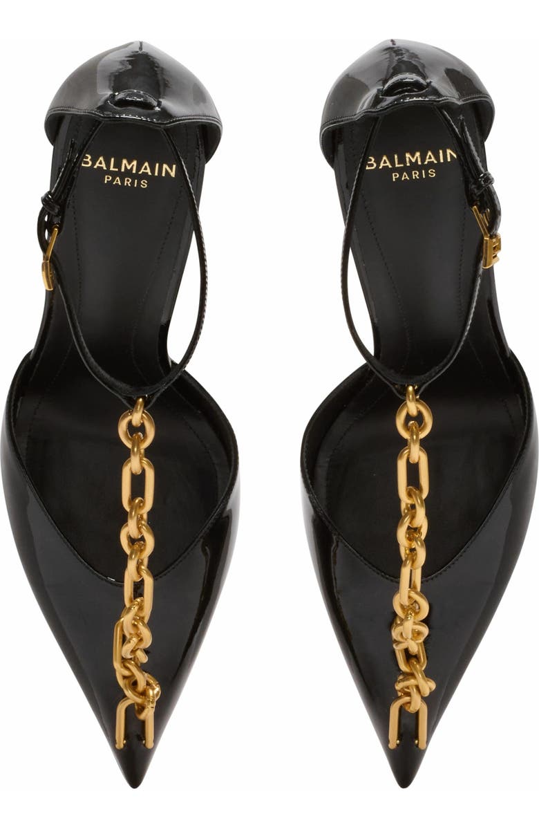 Balmain Sync patent leather stilettos, Alternate, color, Black