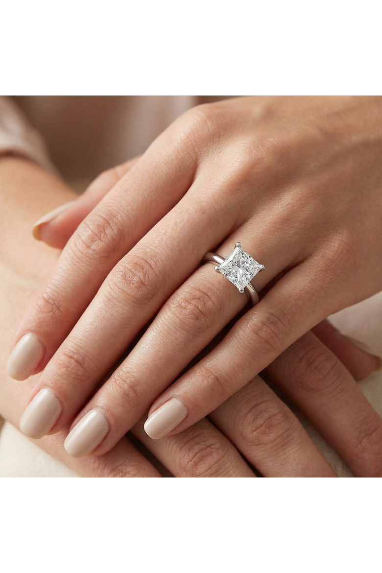 3Ct Certified Princess Cut Solitaire Diamond Engagement Ring 14k Gold Lab Grown, Alternate, color, 14k Yellow Gold