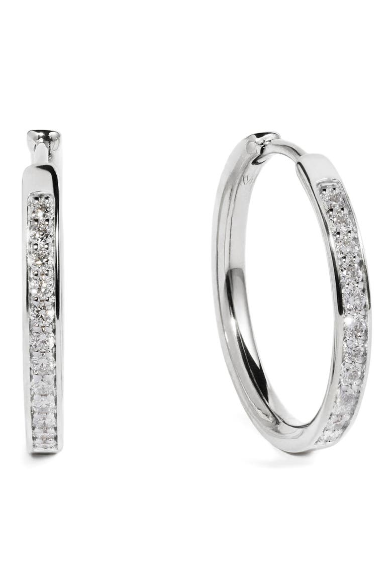 Essential Lab Grown Diamond Hoop Earrings, Main, color, STERLING SILVER / DIAMOND