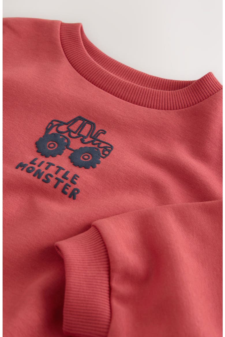 Kids' Little Monster Truck Cotton Blend Sweatshirt, Alternate, color, RED