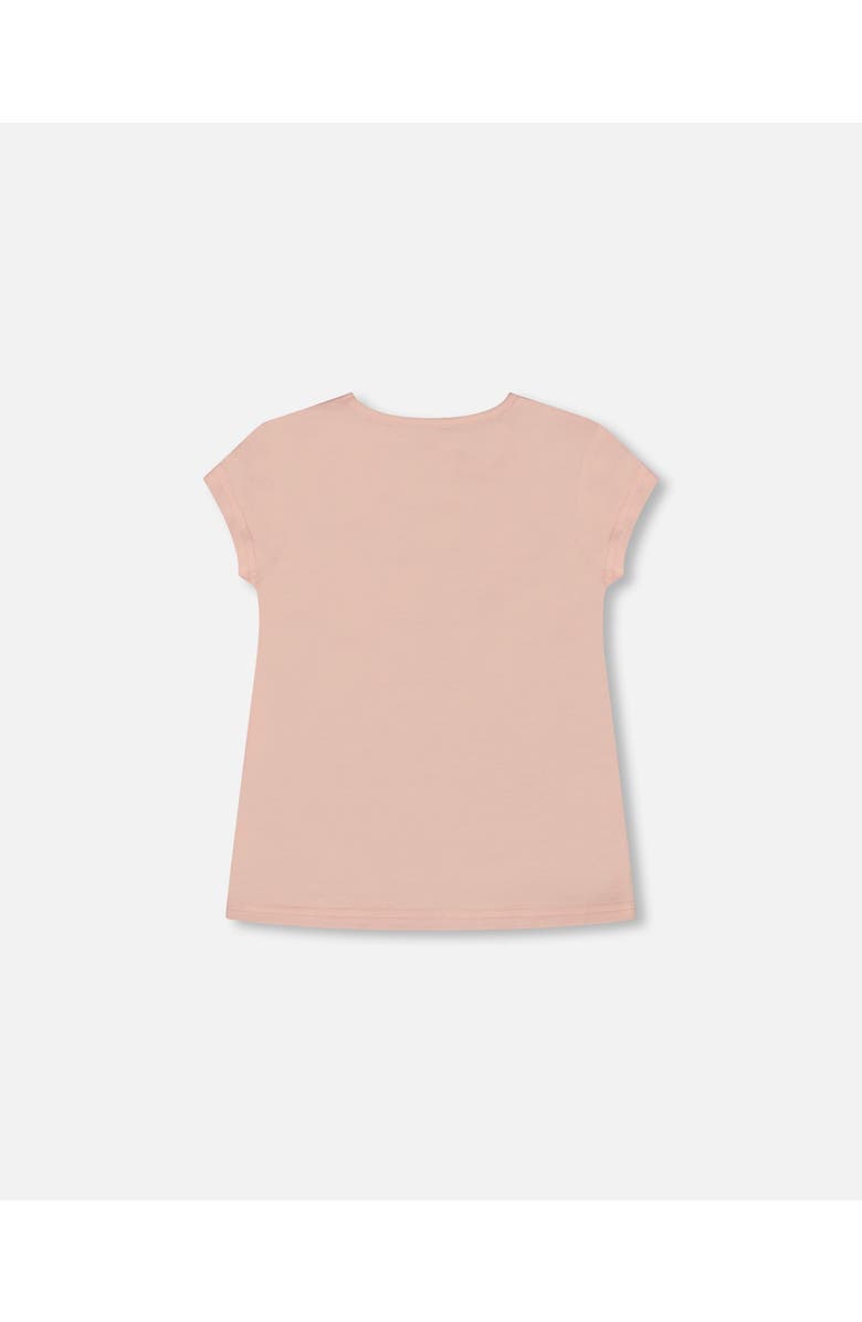 Deux par Deux Girl's Organic Cotton Top With Applique Pink With Sparkling Butterfly, Alternate, color, 