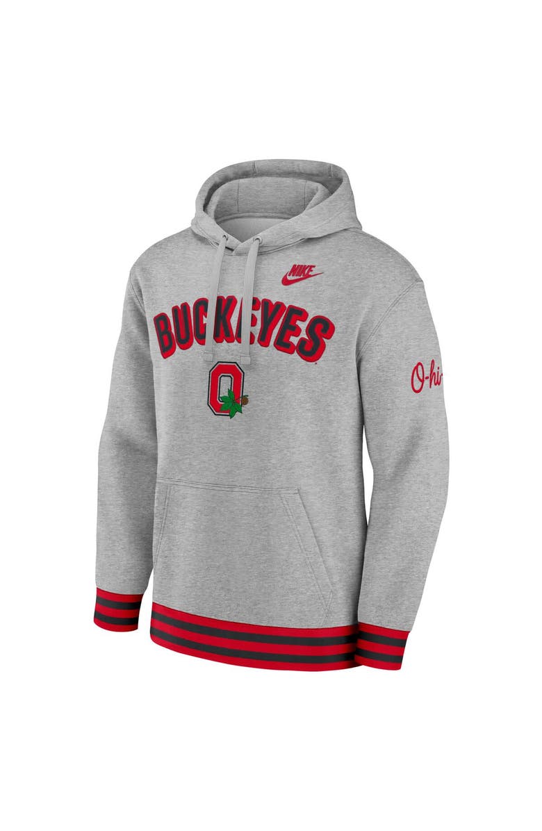 Nike Men's Nike Heather Gray Ohio State Buckeyes Legacy Retro Pullover Hoodie, Alternate, color, Heather Gray