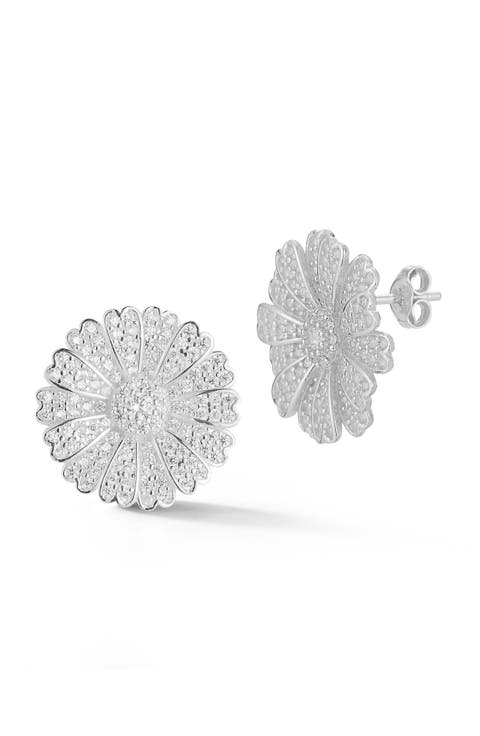 Pavé Flower Stud Earrings