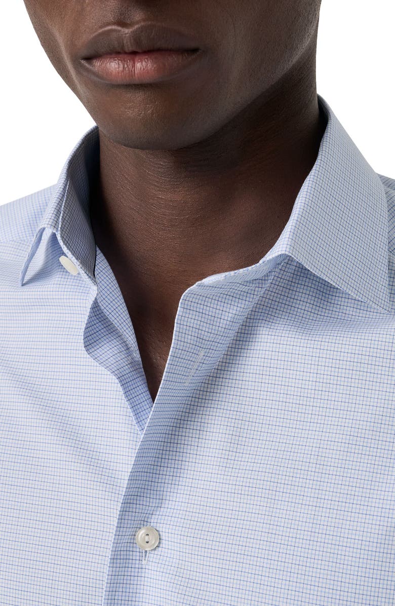 Eton Slim Fit Check Twill Dress Shirt, Alternate, color, Light Blue